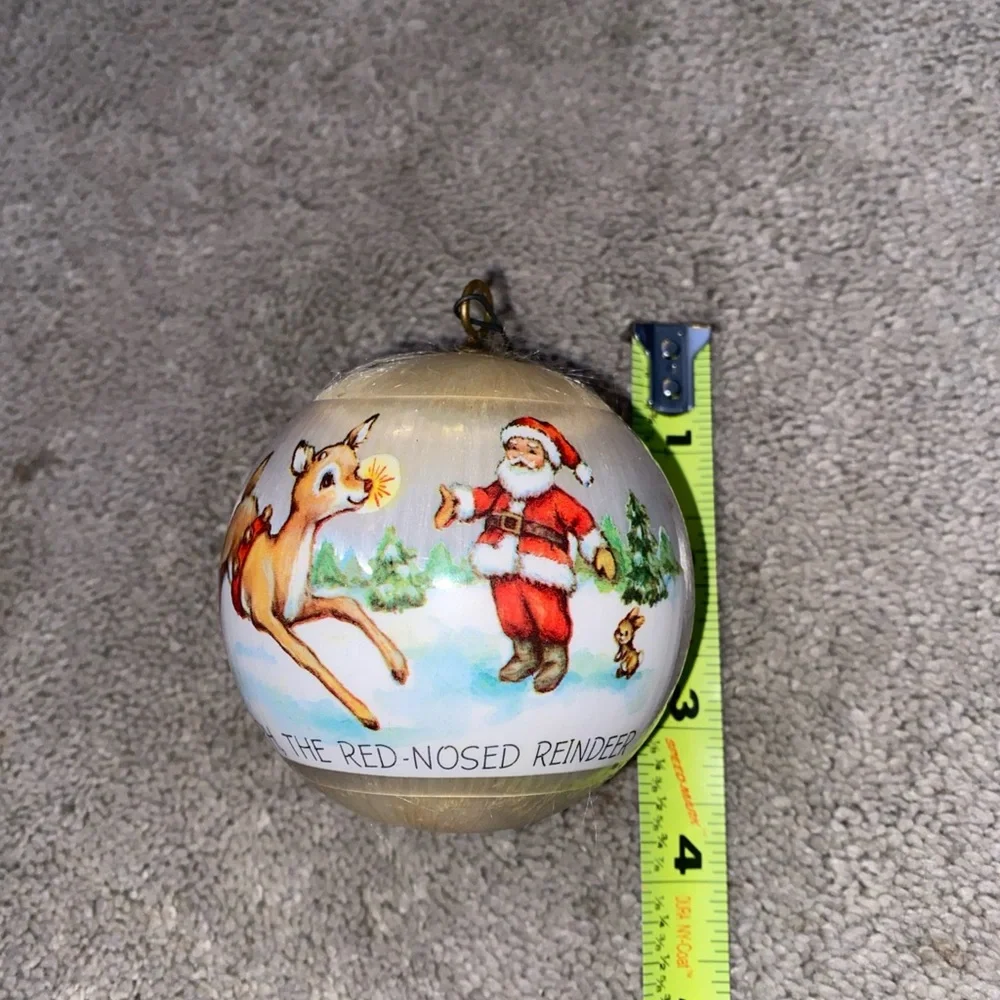 VINTAGE‎ 1976 HALLMARK Cards RUDOLPH THE RED NOSED REINDEER SATIN BALL ORNAMENT